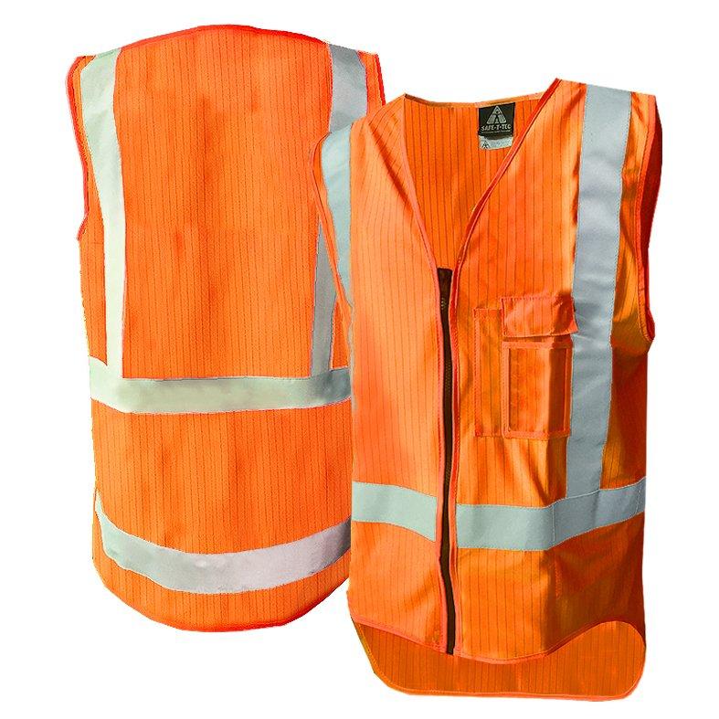 Hi-Vis Ttmc Vest, Zip, D/N Flame Ret, Orange-Size S