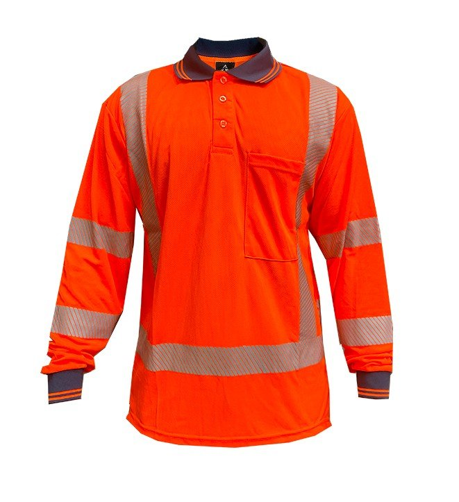 Polo Shirt Ls, Ttmc, Side Vents, Transfer Tape-Size S