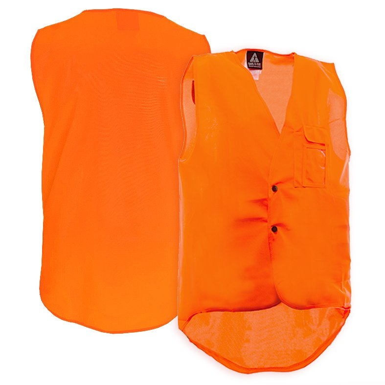 Hi-Vis Vest, Domed, Day Only, Orange-Size M