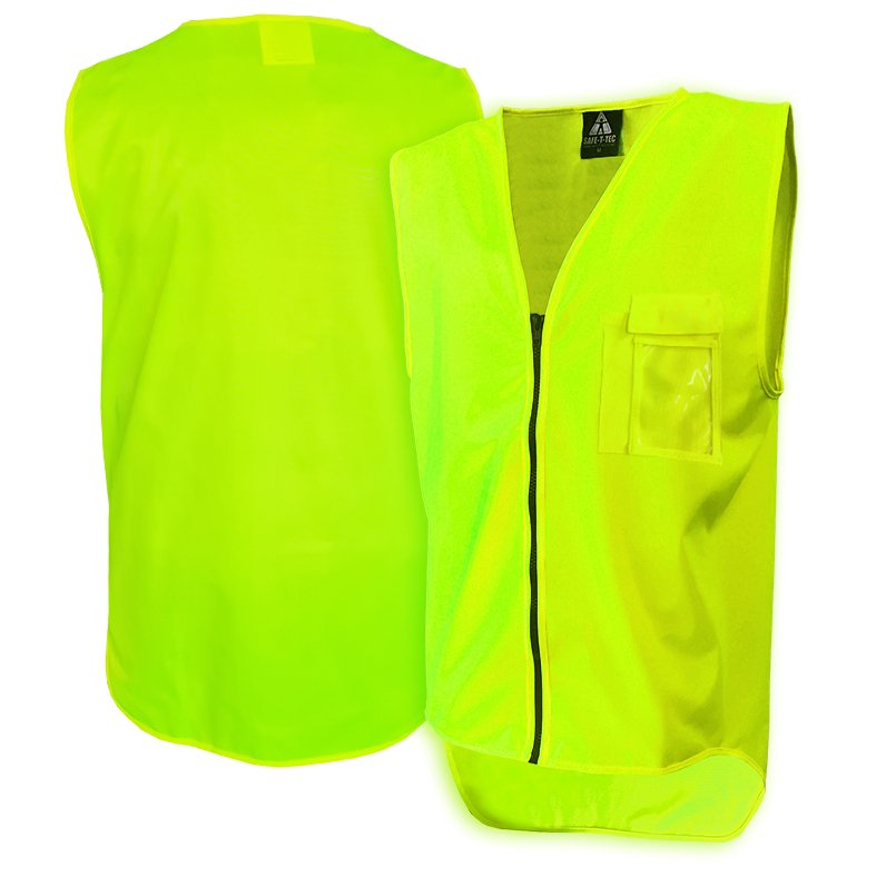 Hi-Vis Vest, Day Only, Zip, Yellow-Size 2Xl