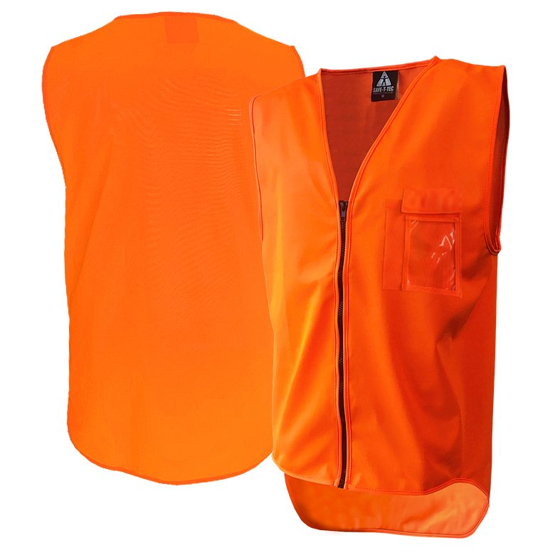 Hi-Vis Vest, Day Only, Zip, Orange-Size 8Xl
