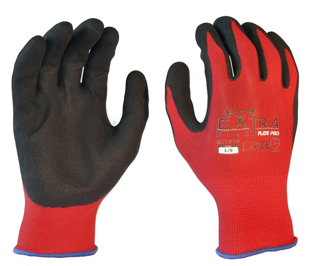 Flexi Pro, Black Sandy Latex, Red Nylon Liner-Size M