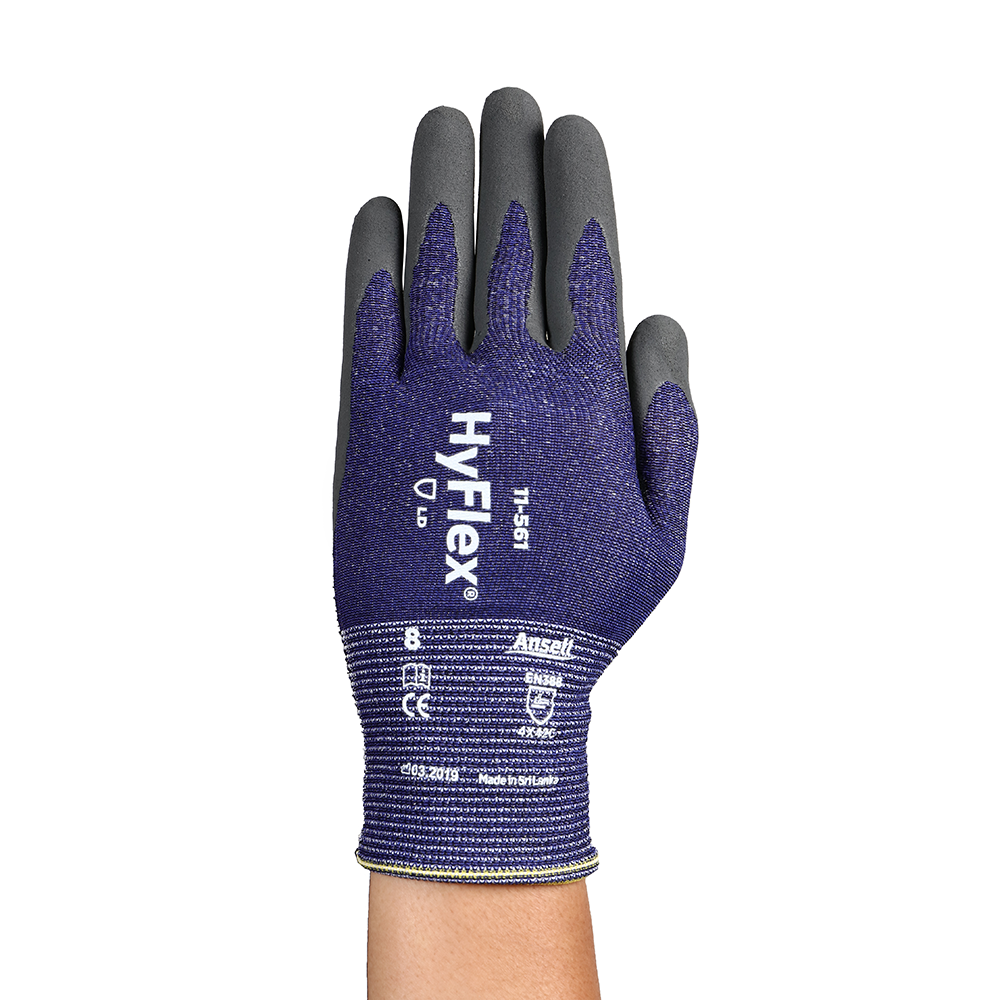 Ansell Hyflex 11-561 Nitrile-Coated Cut Resistant Gloves – Lightweight and Durable - S