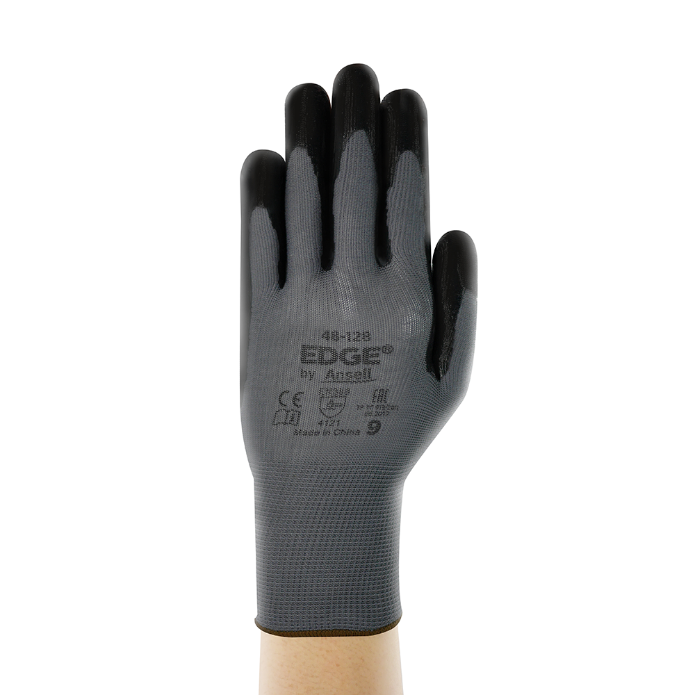 Ansell Edge 48-128 Nitrile-Coated Work Gloves – Improved Grip, Cushioning, and Abrasion Resistance - M