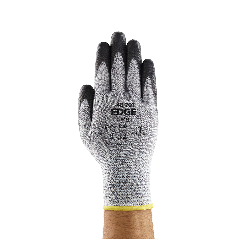 Ansell Edge 48-701 PU-Coated Work Gloves – Cut and Abrasion Resistance for Dry Environments - S