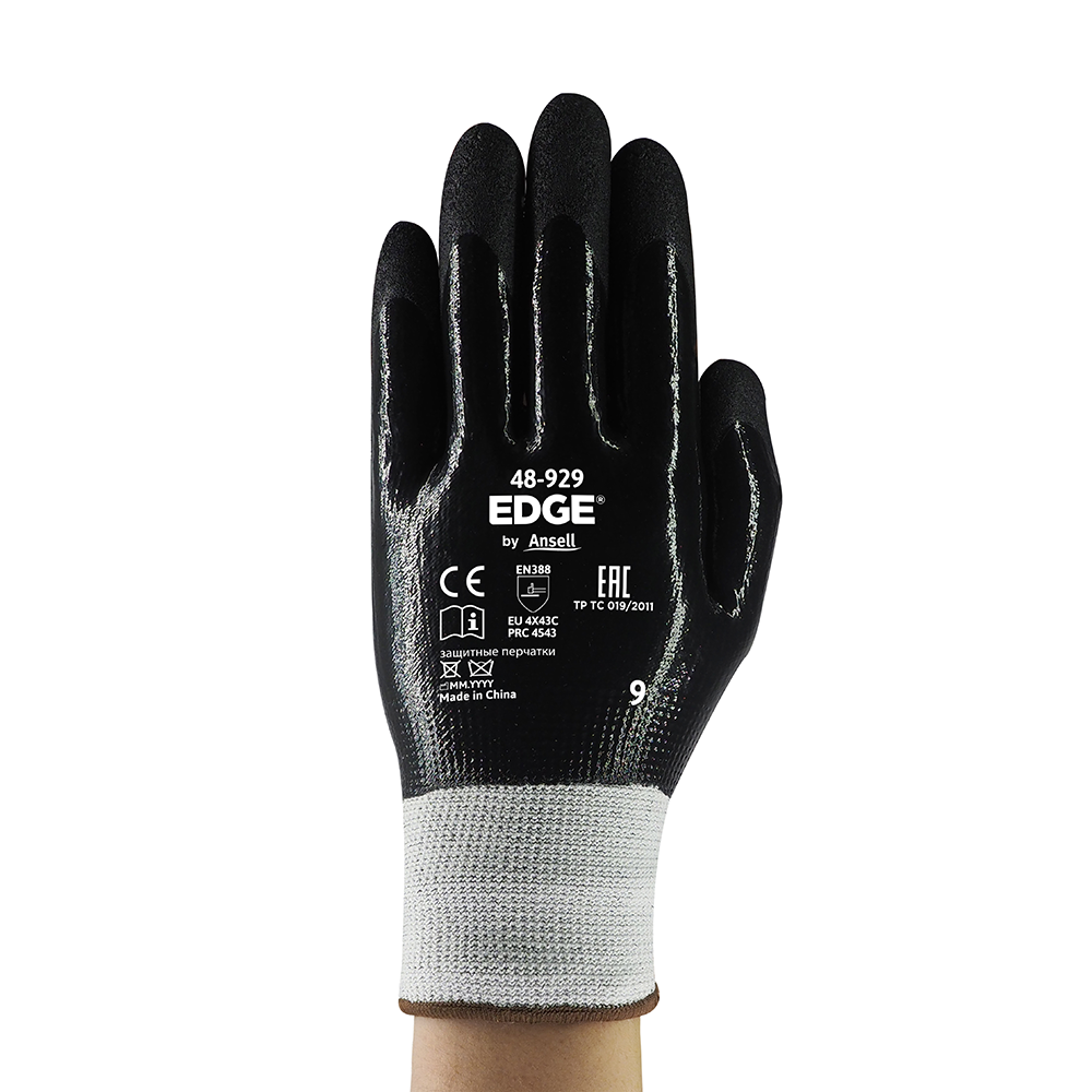 Ansell Edge 48-929 Nitrile-Coated Cut Resistant Gloves – Durable Coating and Grip for Oily Environments - 2XL