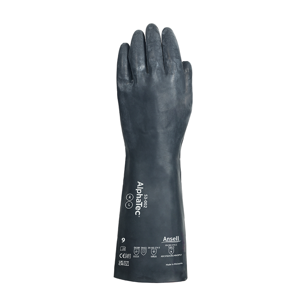 Ansell AlphaTec 53-002 Neoprene Chemical Gauntlet Gloves – Extensive Chemical Protection - S