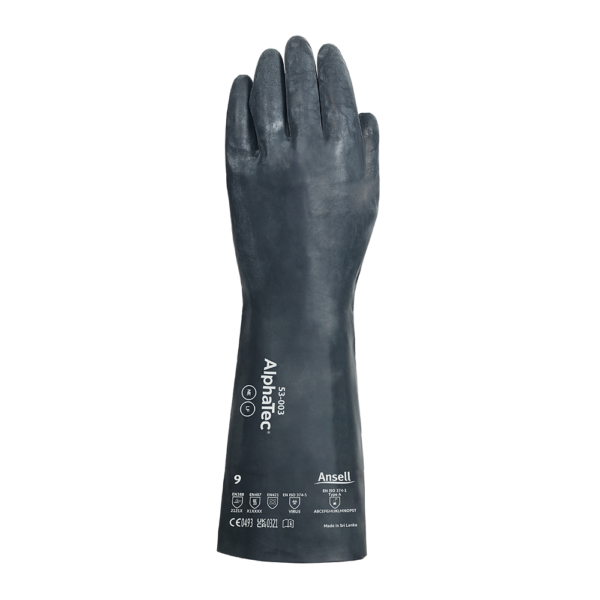 Ansell AlphaTec 53-003 Neoprene Chemical Gauntlet Gloves – Extensive Chemical Protection - L