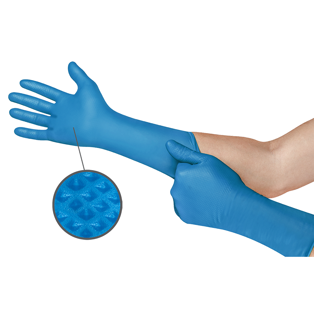 Ansell MicroFlex 93-283 Mega Textured Nitrile Disposable Gloves for Wet, Fatty Foods, or Oily Handling - 2XL