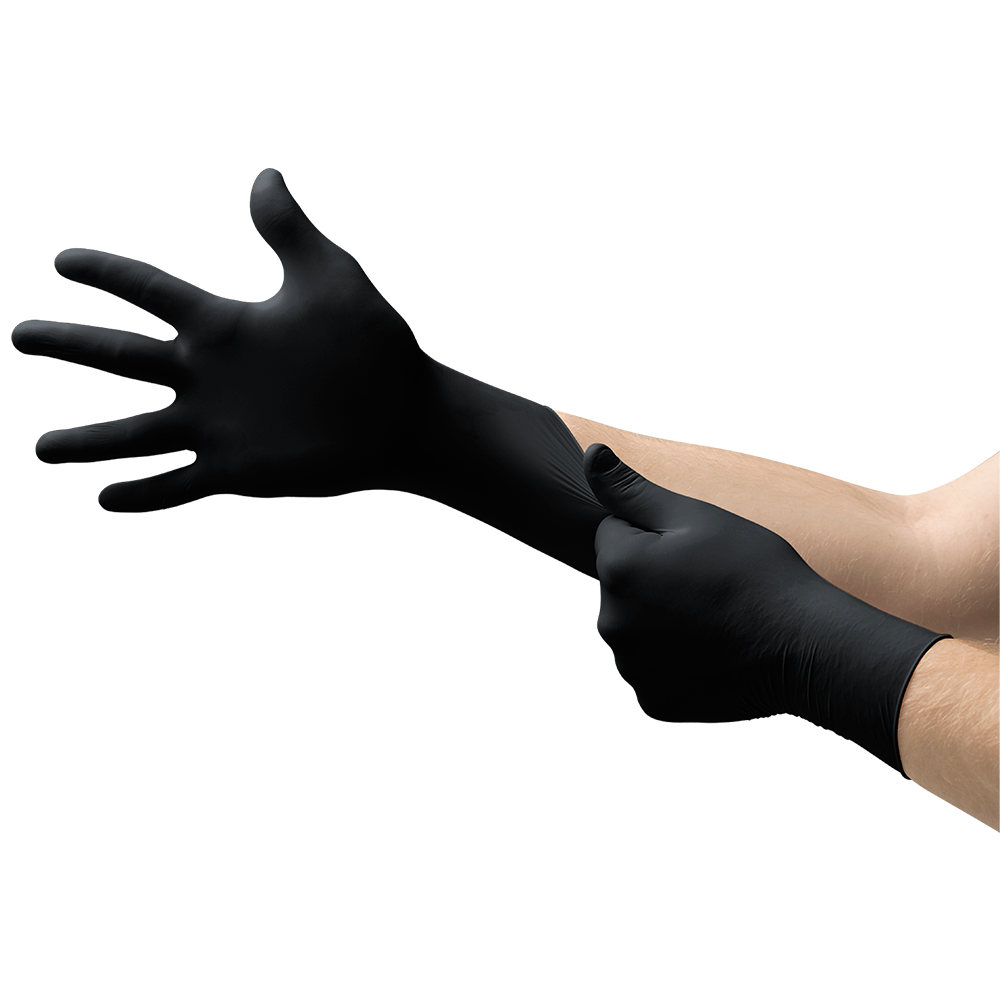 Ansell MicroFlex 93-852 Black Nitrile Fully Textured Disposable Gloves - XS