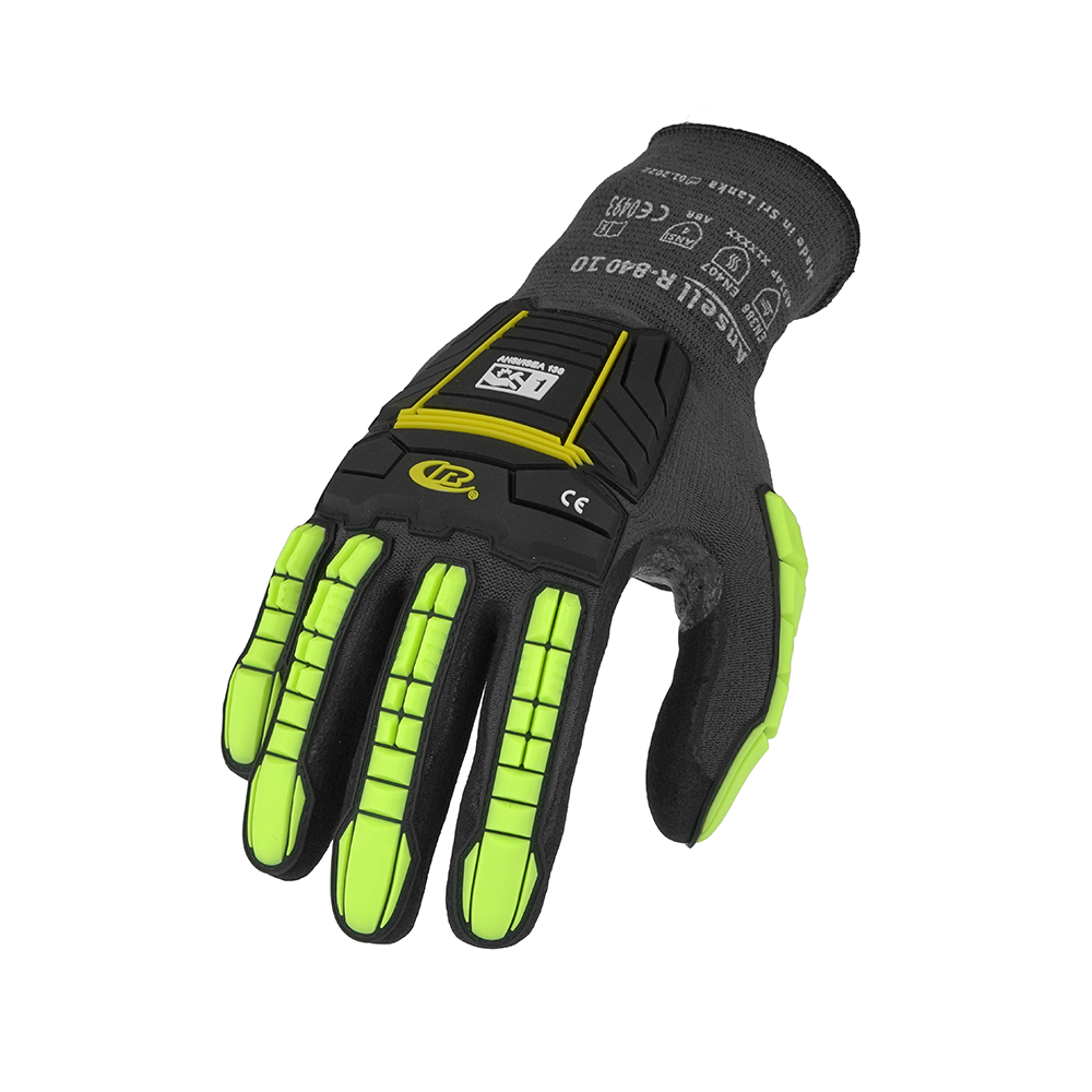 Ansell Ringers R-840 Nitrile-Coated Impact Protection Gloves – Low Profile, Strong Grip - 2XL