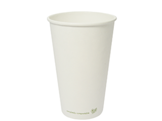 Hot Cup PLA Lined 16oz 520ml white, Carton 1000 - Vegware