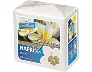 Elegance' Dinner Napkins, Quarter Fold, White - Castaway