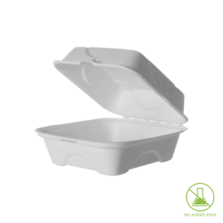 Sugarcane Clamshell, 6x6x3in White 150 x 150 x 75   - Detpak