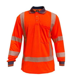 Polo Shirt Ls, Ttmc, Side Vents, Transfer Tape-Size L